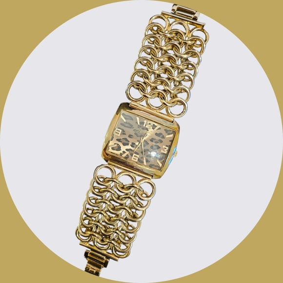 Watch -Thick Wide Link Animal Print Watch..New Battery - Picture 4 of 14